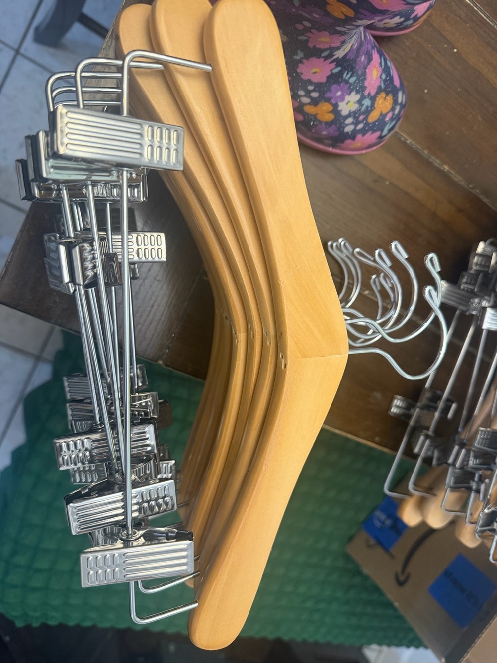 Wooden Clip Skirt Hangers with Metal Clips - Natural Wood 12
